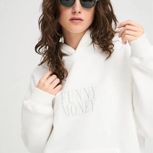 Unisex Funny Money Sweatshirt Hoodie Beyaz