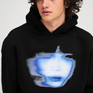 Unisex Girl Face Sweatshirt Hoodie Siyah