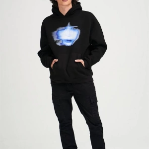Unisex Girl Face Sweatshirt Hoodie Siyah