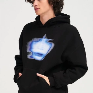 Unisex Girl Face Sweatshirt Hoodie Siyah