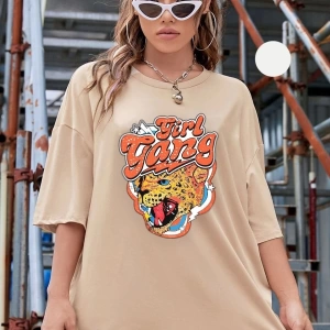 Unisex Girl Gang Baskılı T-shirt