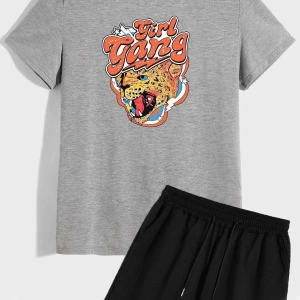 Unisex Girlgang Şort T-shirt Eşofman Takımı TSH-GIRLGANG-SHRT-DUZ
