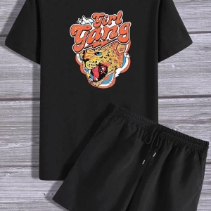 Unisex Girlgang Şort T-shirt Eşofman Takımı TSH-GIRLGANG-SHRT-DUZ