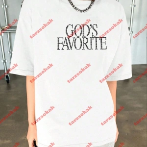 Unisex Gods Favorite Baskılı Tshirt Siyah Beyaz