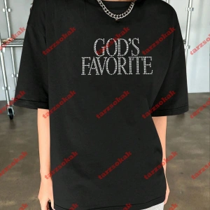 Unisex Gods Favorite Baskılı Tshirt Siyah Beyaz