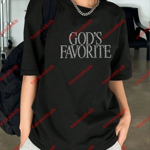 Unisex Gods Favorite Baskılı Tshirt Siyah Beyaz