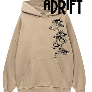 Unisex Gözler Özel Tasarım Swearshirt Hoodie Bej