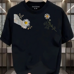 UNİSEX Gülüşü güzel kadınlar papatya sever T-shirt