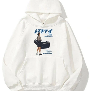 Unisex Harajuku Girl Beyaz Sweatshirt