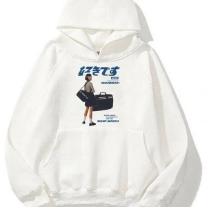 Unisex Harajuku Girl Beyaz Sweatshirt Beyaz
