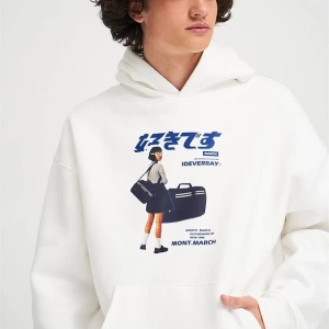 Unisex Harajuku Girl Beyaz Sweatshirt Beyaz