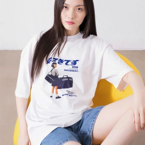 Unisex Harajuku Girl Beyaz Tshirt