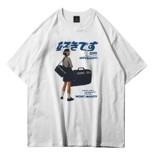 Unisex Harajuku Girl Beyaz Tshirt