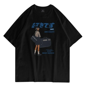 Unisex Harajuku Girl Siyah Tshirt