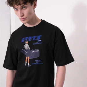 Unisex Harajuku Girl Siyah Tshirt