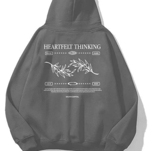 Unisex Heartfelt Thinking Sweatshirt Gri