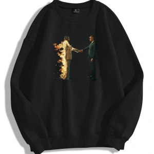 Unisex Heroes & Vıllaıns Bisiklet Yaka Sweatshirt Siyah