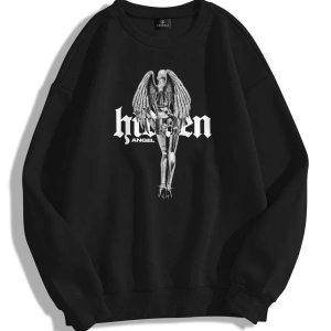 Unisex Hidden Bisiklet Yaka Sweatshirt Siyah