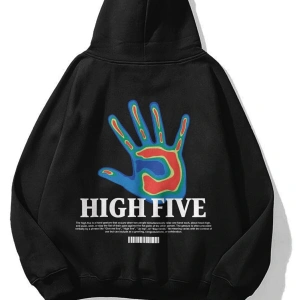 Unisex High Five Sweatshirt Hoodie Siyah