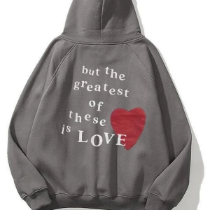 Unisex Hope Love Antrasit Sweatshirt Gri