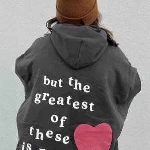 Unisex Hope Love Antrasit Sweatshirt Gri