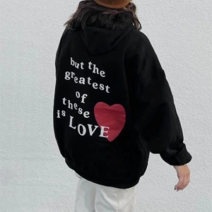 Unisex Hope Love Antrasit Sweatshirt Gri