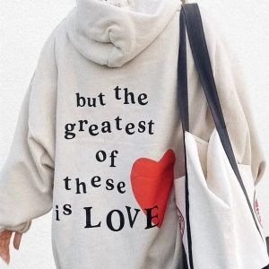 Unisex Hope Love Antrasit Sweatshirt Gri