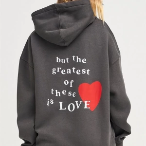 Unisex Hope Love Antrasit Sweatshirt Gri