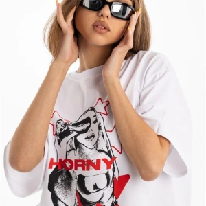 Unisex Horny Star Tshirt Beyaz
