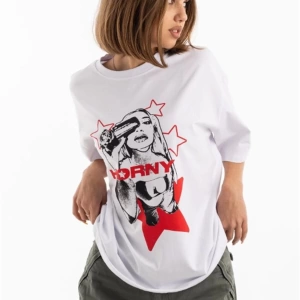 Unisex Horny Star Tshirt Beyaz