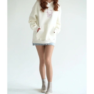 Unisex Hug Me Sweatshirt Hoodie Beyaz