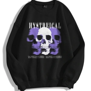 Unisex Hysterical Bisiklet Yaka Sweatshirt Siyah