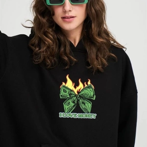 Unisex I Love Money Sweatshirt Hoodie Siyah