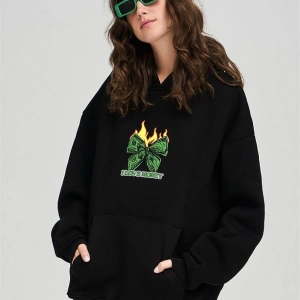 Unisex I Love Money Sweatshirt Hoodie Siyah