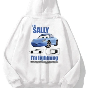 Unisex Im Mater Cars Sweatshirt Beyaz