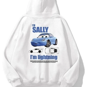 Unisex Im Sally Cars Sweatshirt Beyaz