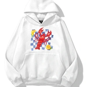 Unisex Istakoz Ekose Sweatshirt Beyaz