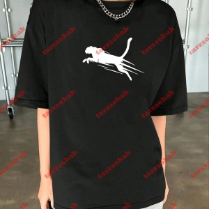 Unisex jaguar Baskılı Tshirt Beyaz