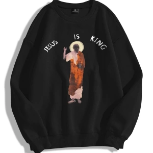 Unisex Jesus Is King Bisiklet Yaka Sweatshirt