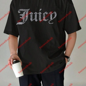 Unisex Juicy Baskılı Tshirt Beyaz