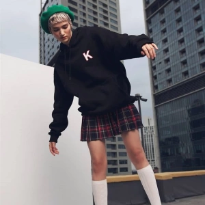 Unisex K Harfli Siyah Sweatshirt Siyah