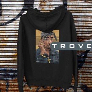 Unısex Kadın Erkek 2pac Tupac Shakur Thug Life Ön Arka Sırt Baskılı Kapüşonlu %100 Pamuk Sweatshirt
