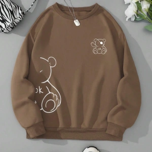 Unisex Kadın/Erkek Ayı Desenli Sweat