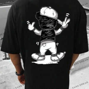 Unisex Kadın/Erkek Bear Özel Baskılı Renkli Oversize Penye