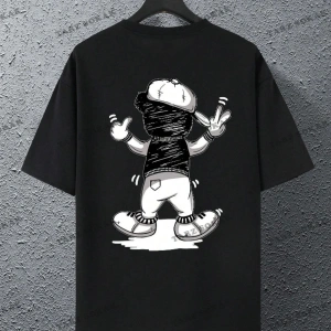 Unisex Kadın/Erkek Bear Özel Baskılı Renkli Oversize Penye