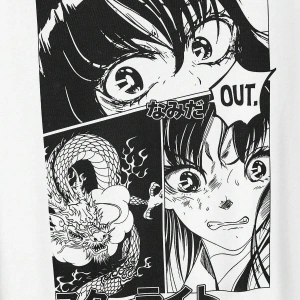 Unisex Kadın/Erkek Beyaz Anime Out Baskılı Oversize Kapüşonlu Sweatshirt