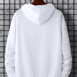 Unisex Kadın/Erkek Beyaz OK Baskılı Oversize Kapüşonlu Sweatshirt