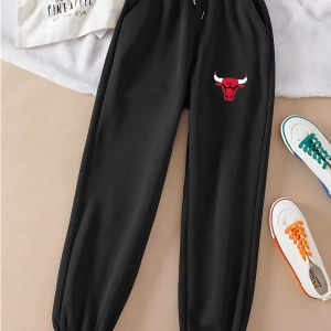 Unisex Kadın/Erkek BULLS Baskılı Özel Renkli Paça Lastik Eşofman Altı Jogger