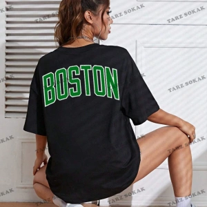 Unisex Kadın/Erkek Celtic Boston Özel Baskılı Renkli Oversize Penye