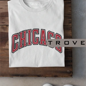 Unısex Kadın Erkek Chıcago Baskılı Siyah Beyaz % 100 Pamuk Tasarım T-shirt